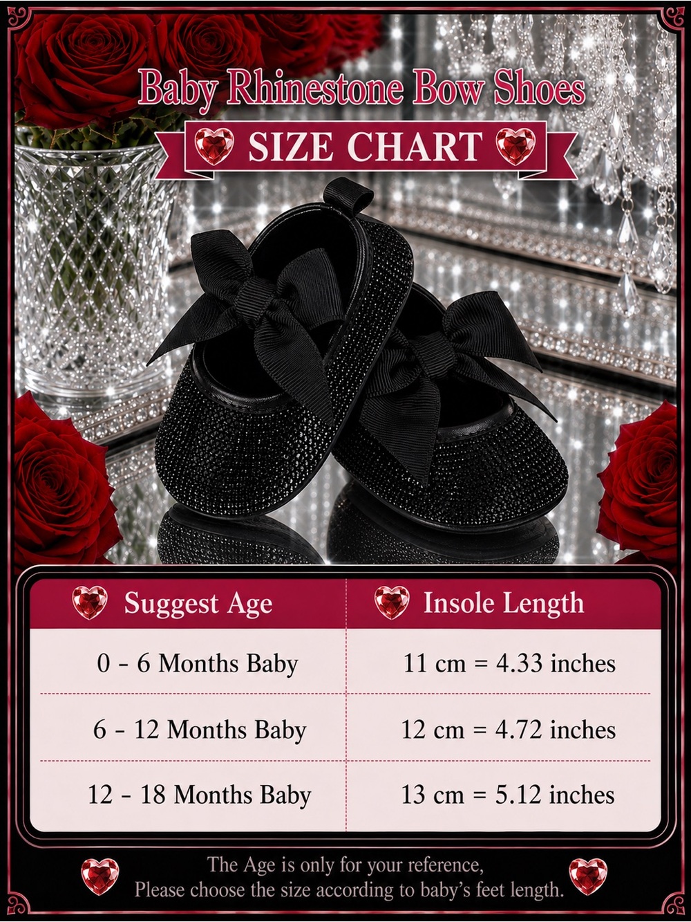NWT Cute Baby Girl Shoes Sparkling Bling Swarovski Rhinestone Mary Jane Flats - Picture 15 of 15